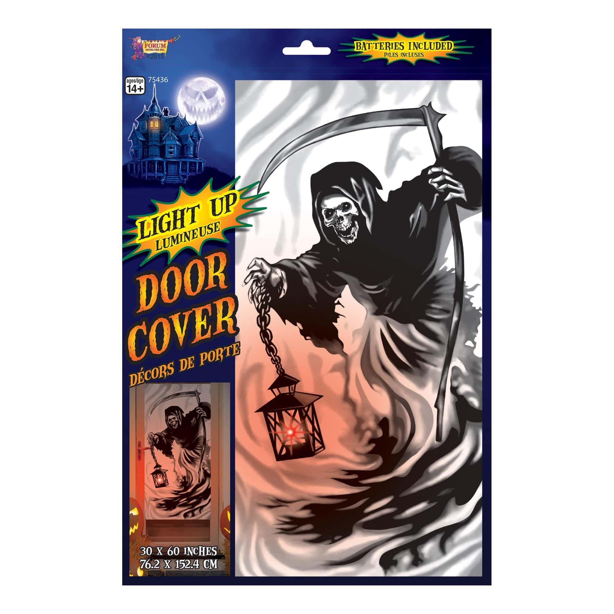 60-inch Creepy Reaper Light Up Door Cover Decoration