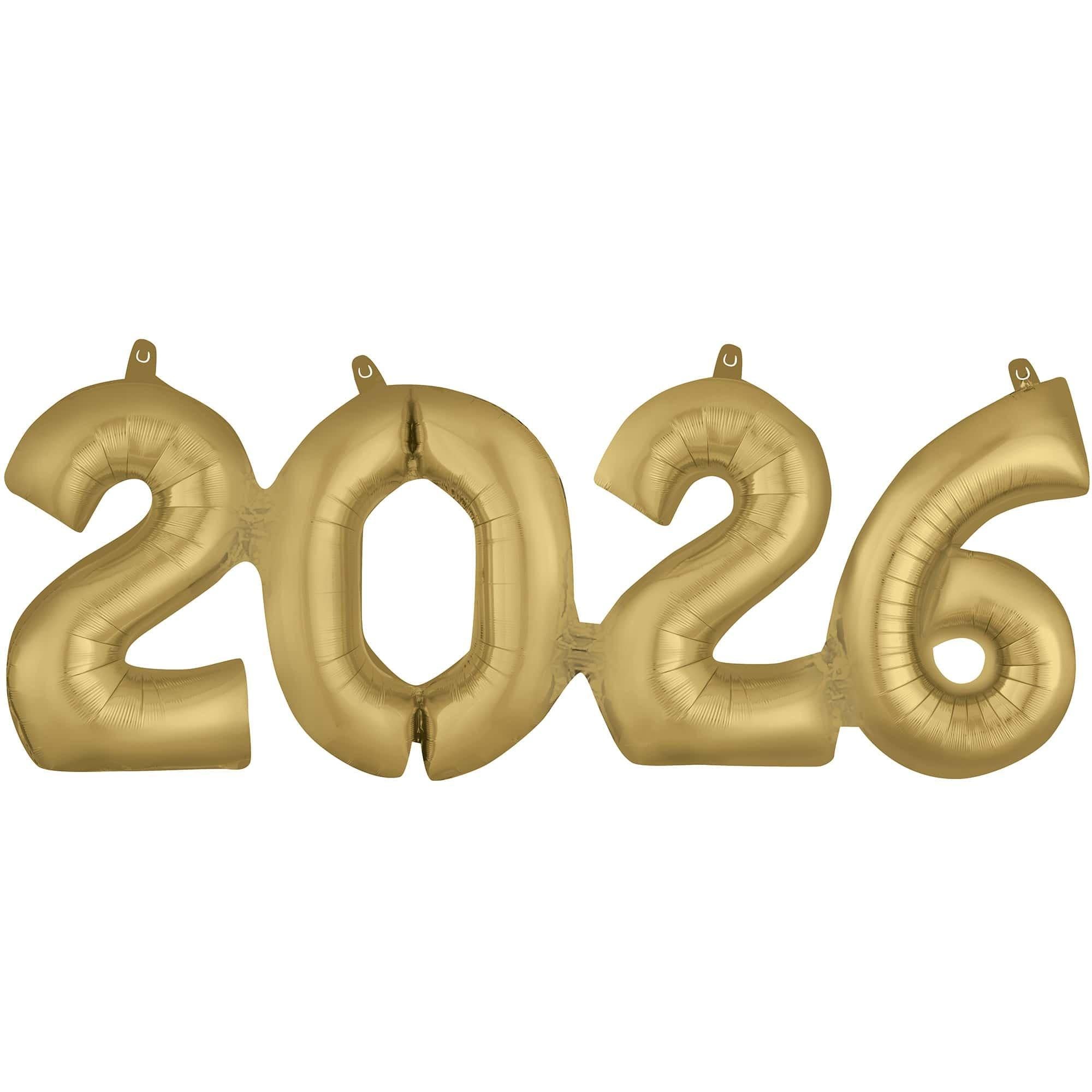 2026 Air-Filled White Gold Foil Balloon