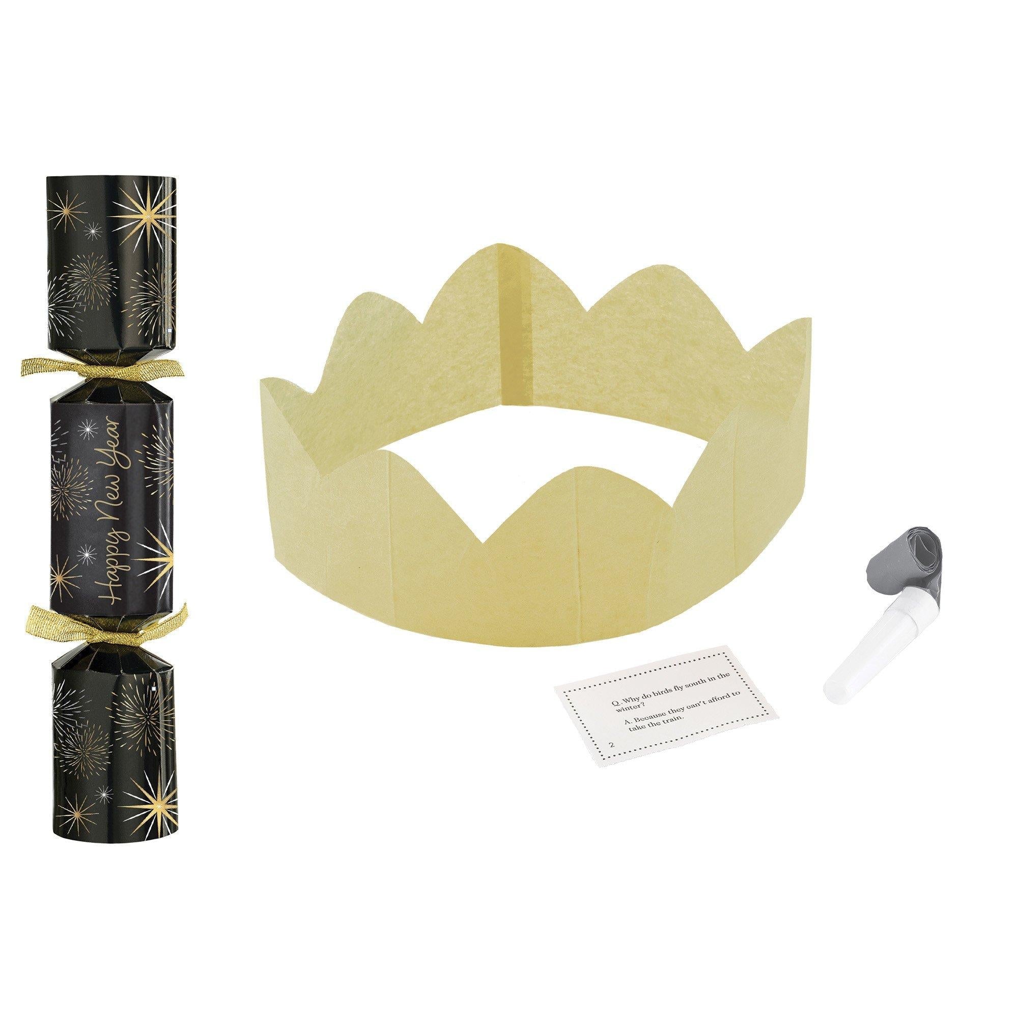 Black, Silver, & Gold NYE Oversized Party Cracker, 6ct