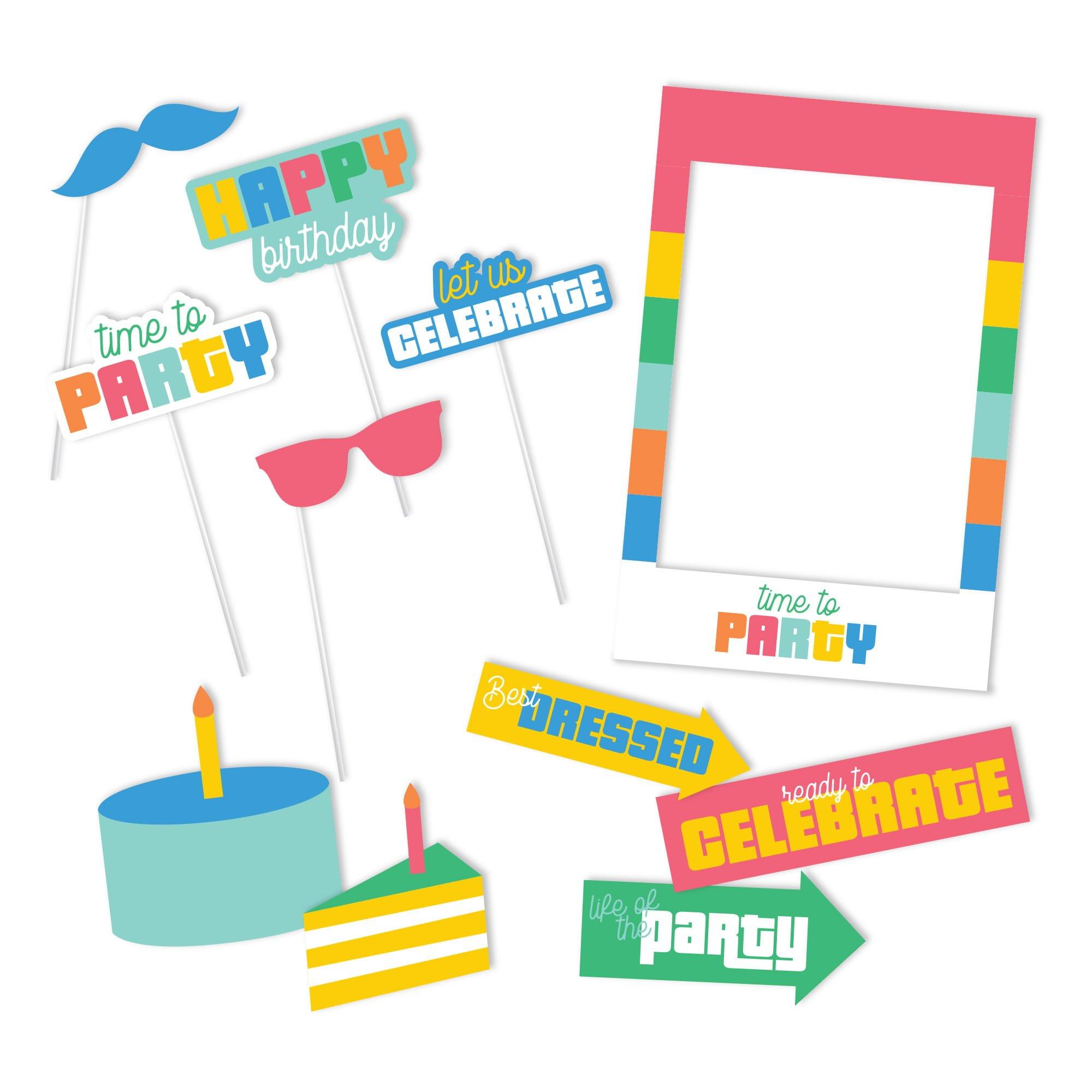 Colorful Collage Photo Booth Props, 11pc