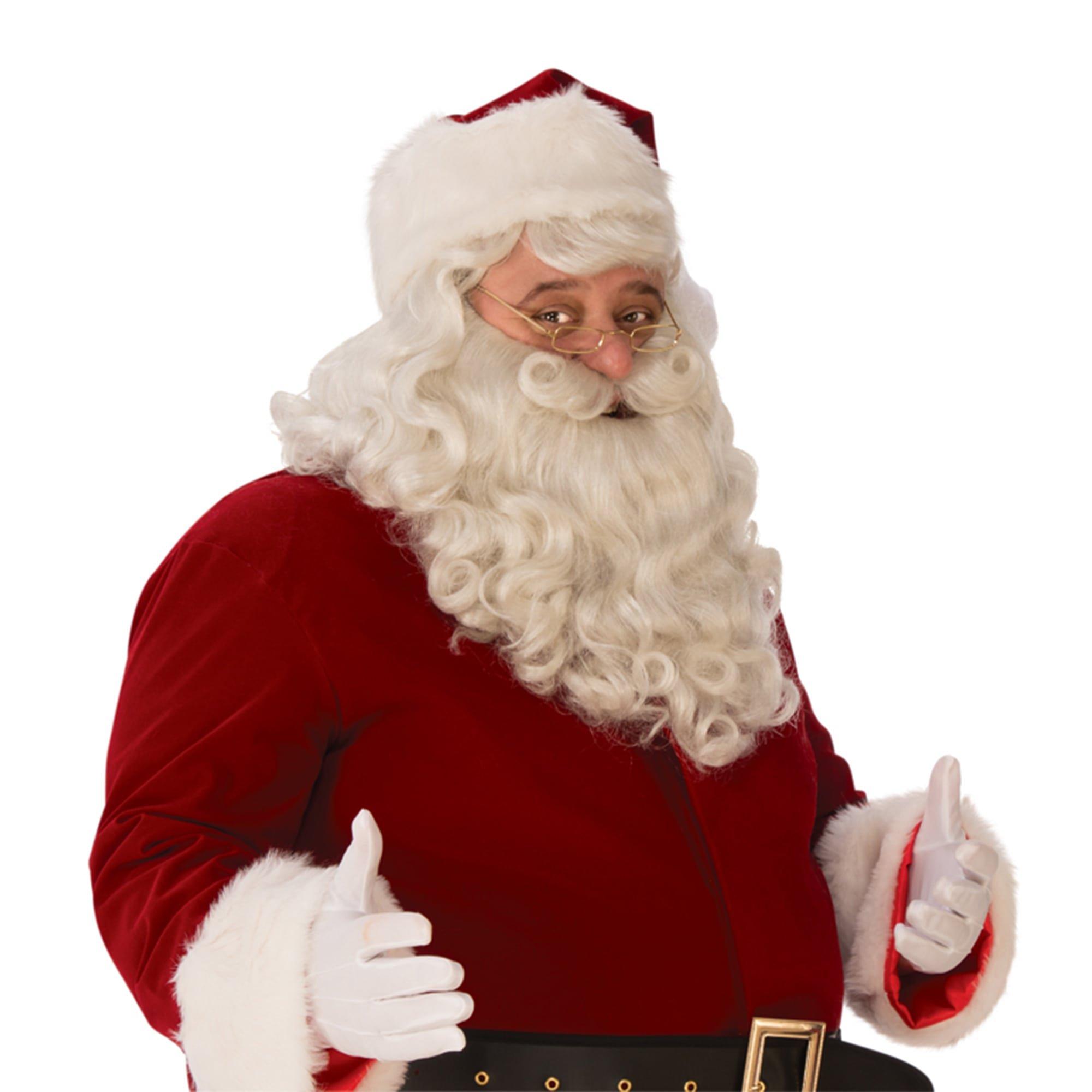 Men's White Santa Beard and Wig Set - Premium