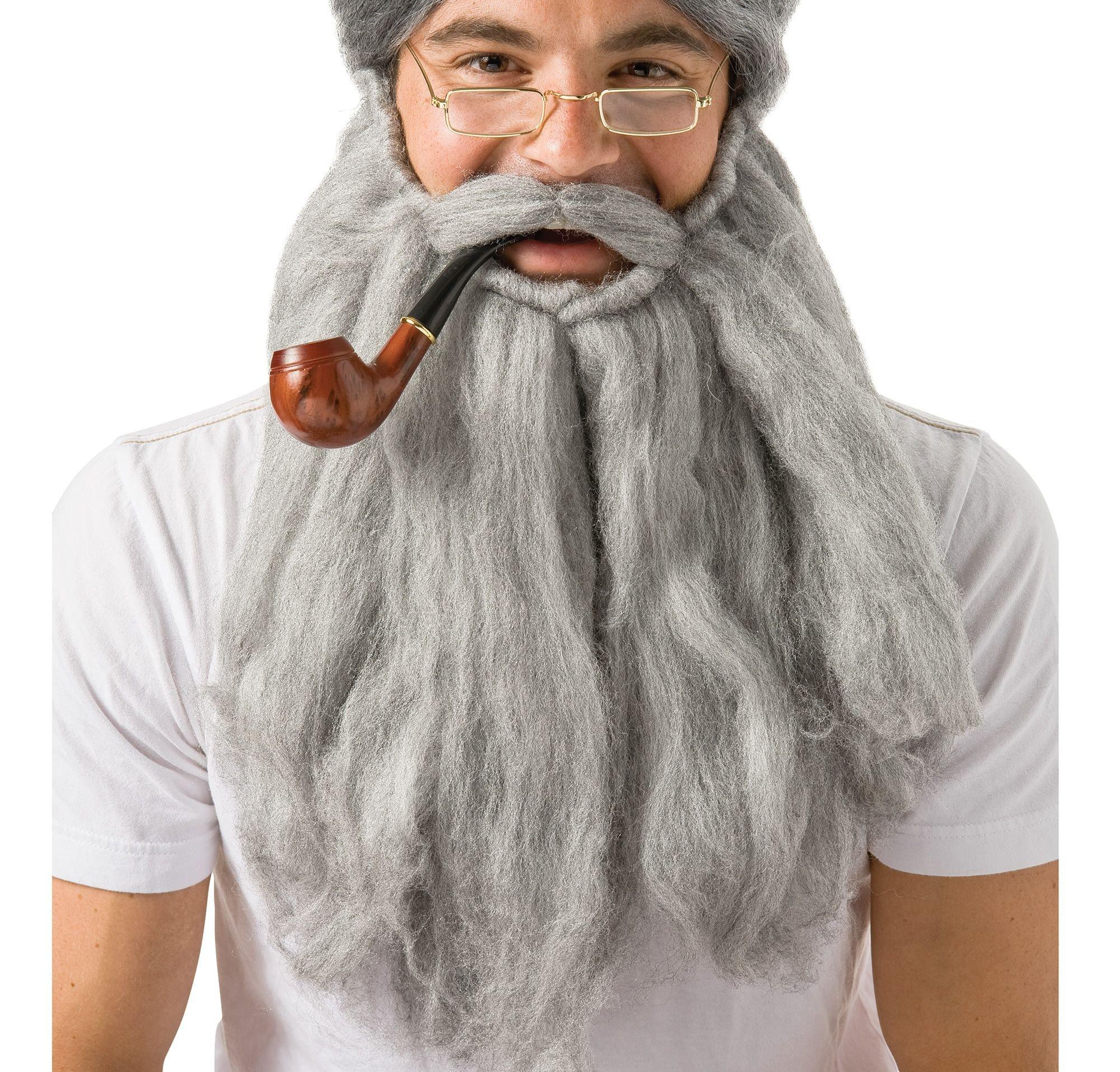 Adult 14-inch Gray Mustache and Beard