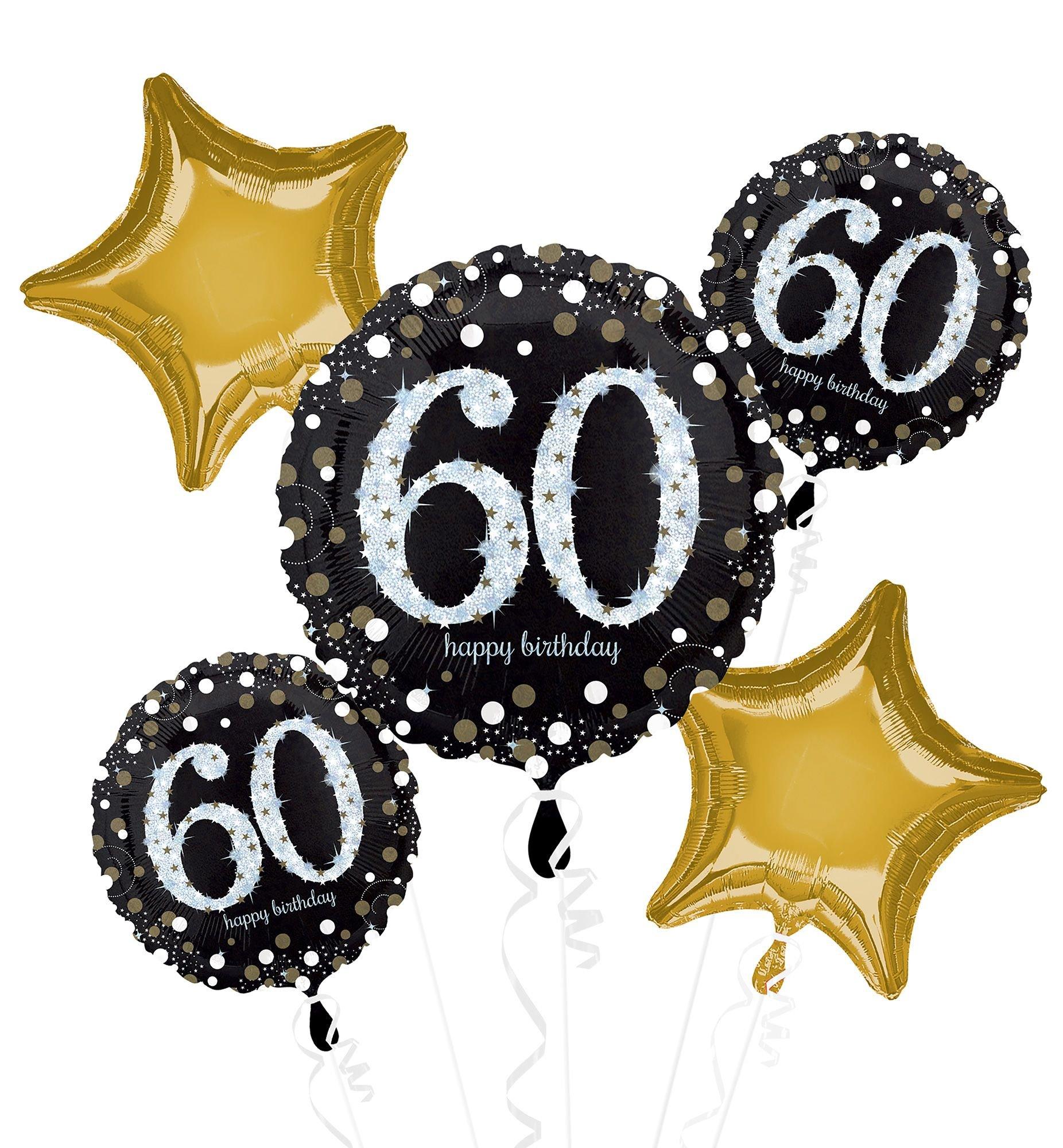 Sparkling Celebration 60th Birthday Foil Balloon Bouquet, 5pc