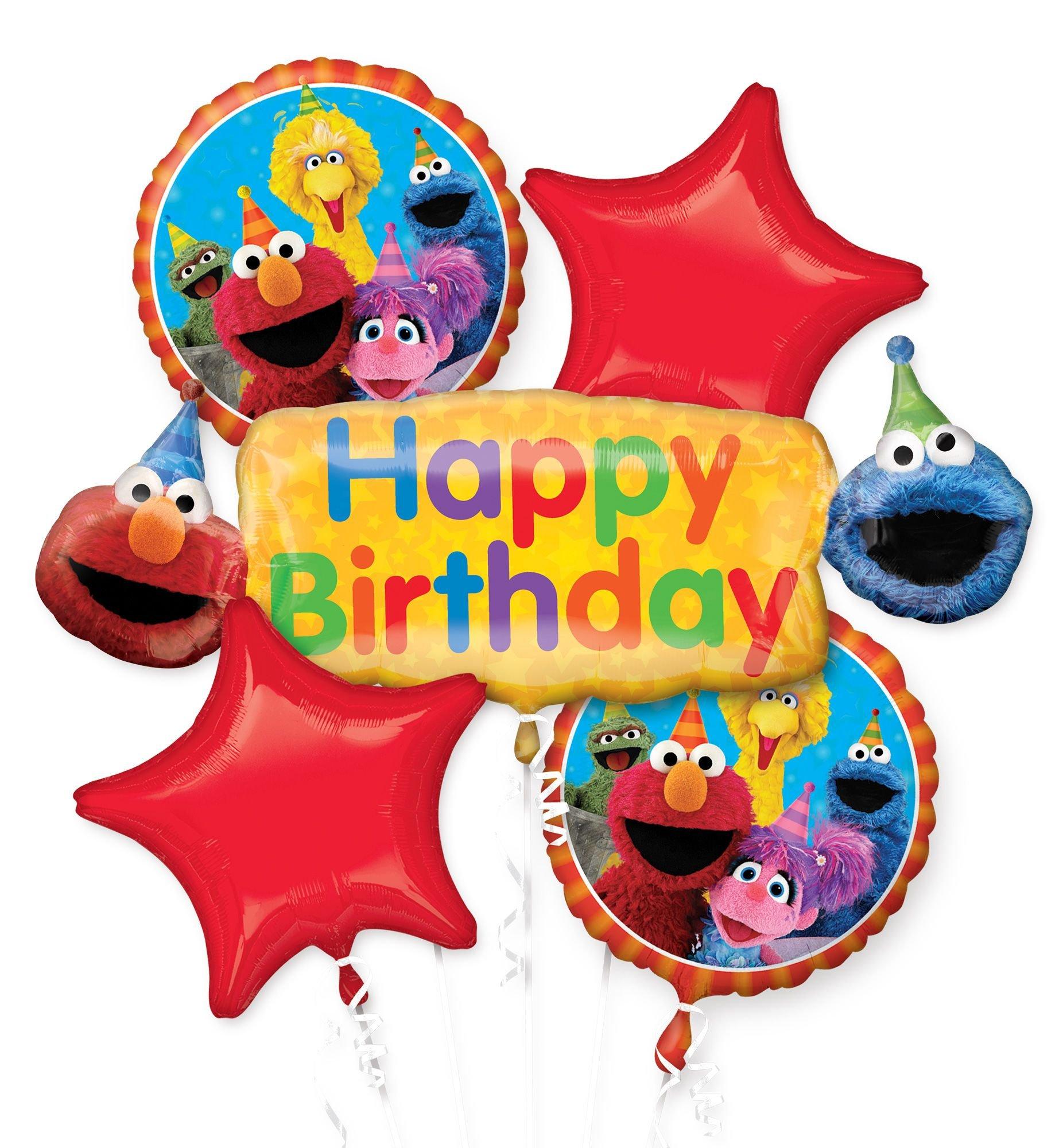 Sesame Street Birthday Foil Balloon Bouquet, 5pc