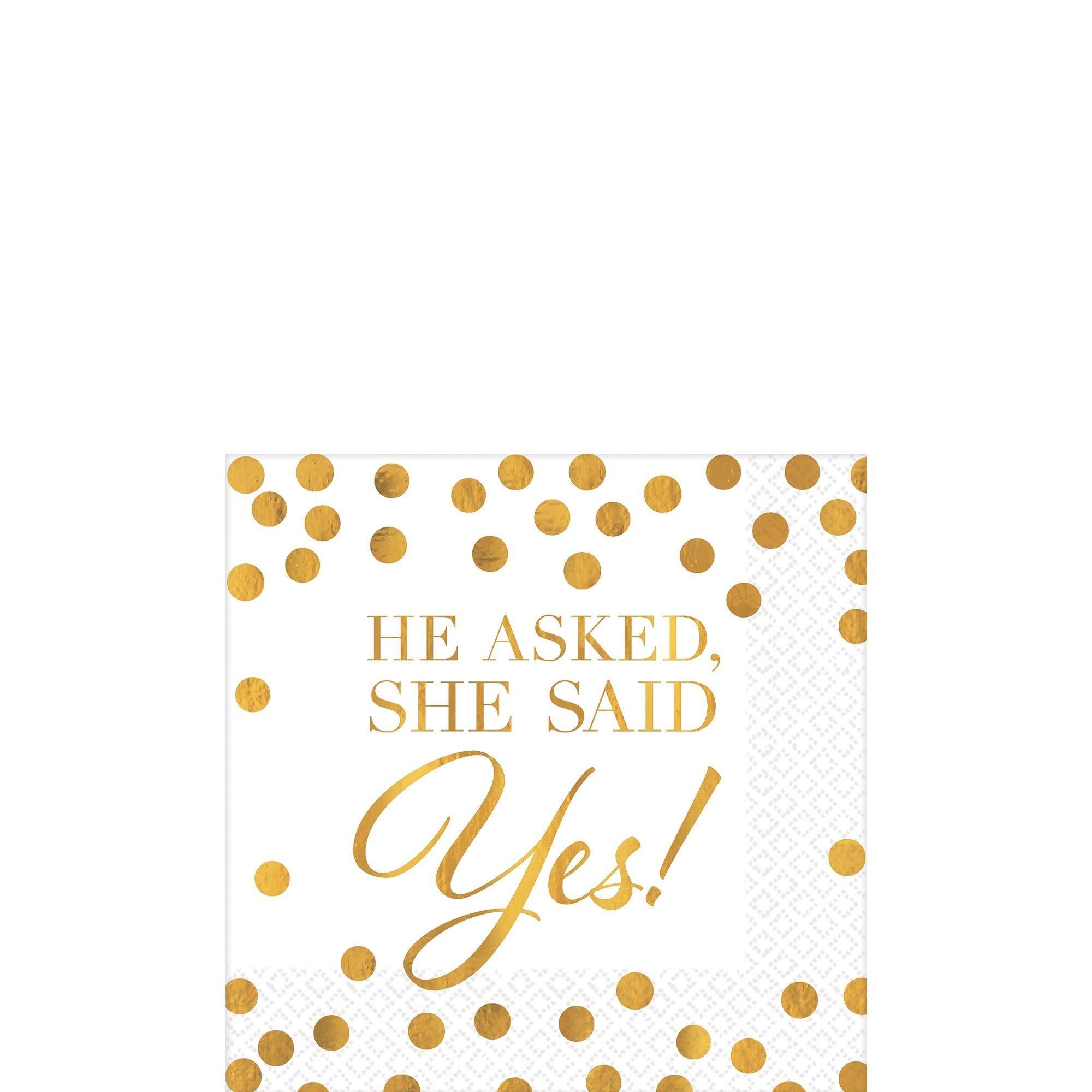 Gold She Said Yes Wedding Beverage Napkins 16ct