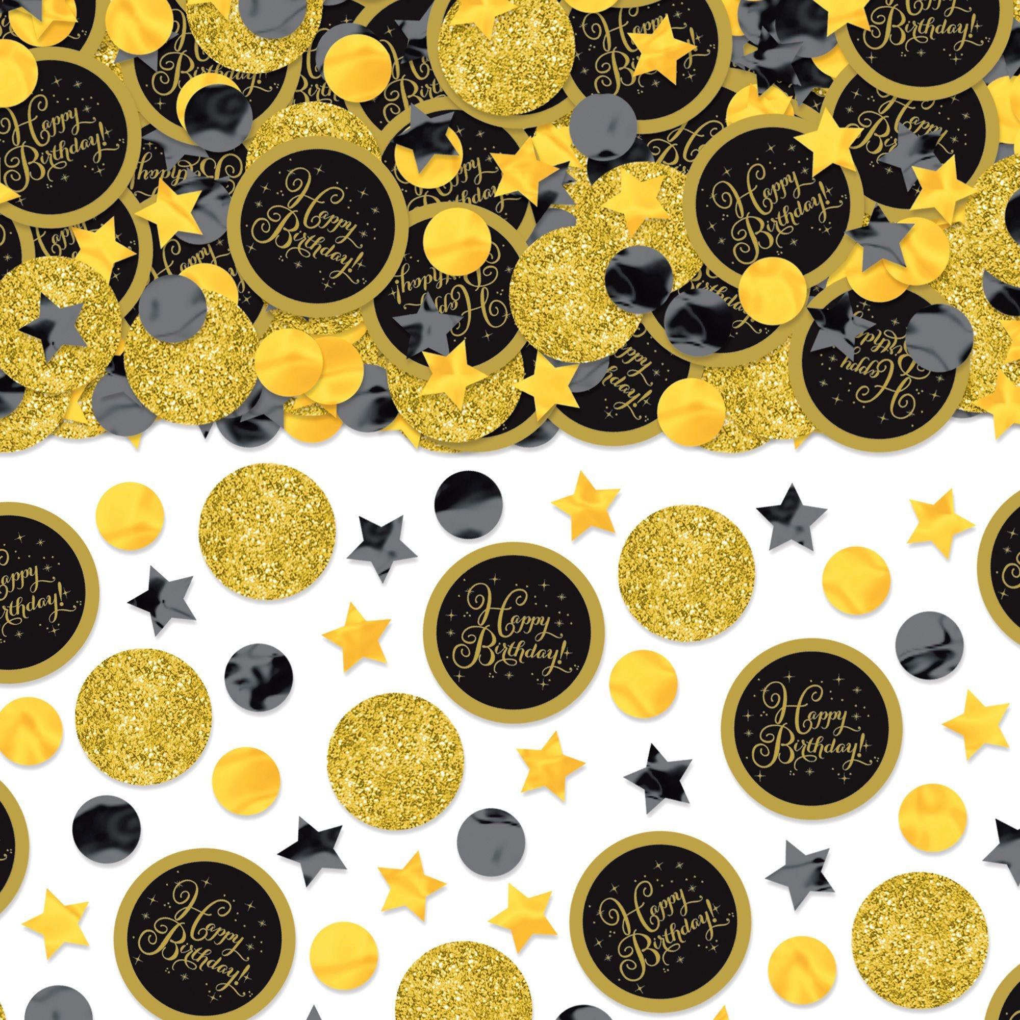 Black & Gold Birthday Confetti, 2.5oz ?C Cardstock & Plastic Mix