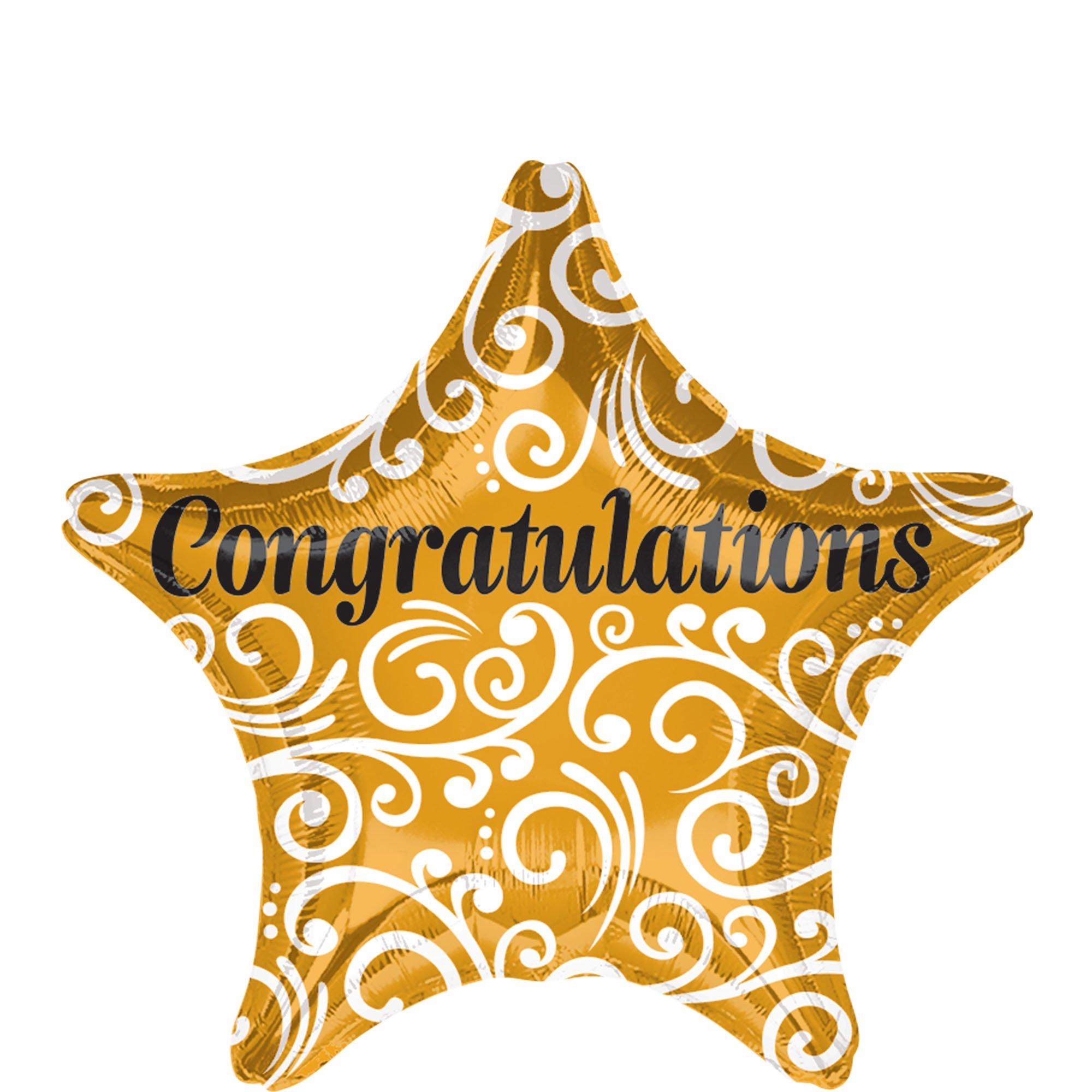 Gold Congratulations Star Balloon, 19in