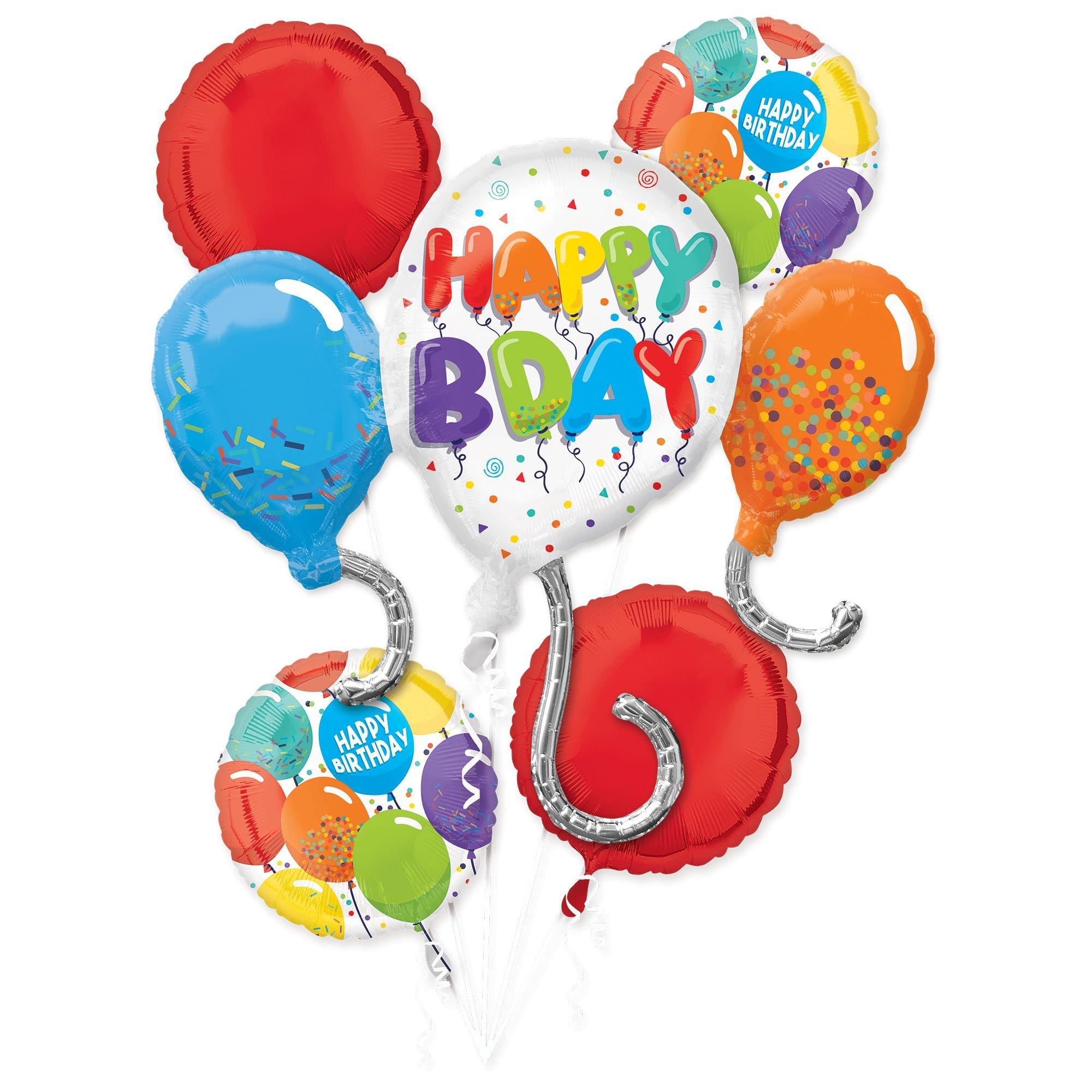 Multicolor Birthday Celebration Foil Balloon Bouquet, 5pc