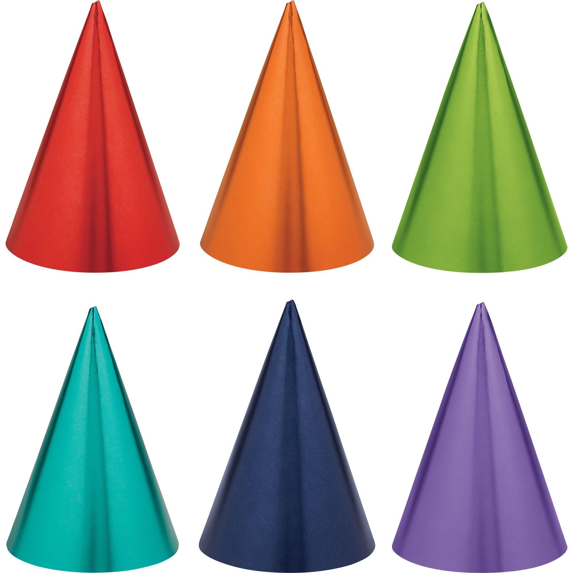Metallic Rainbow Celebration Party Hats 12ct