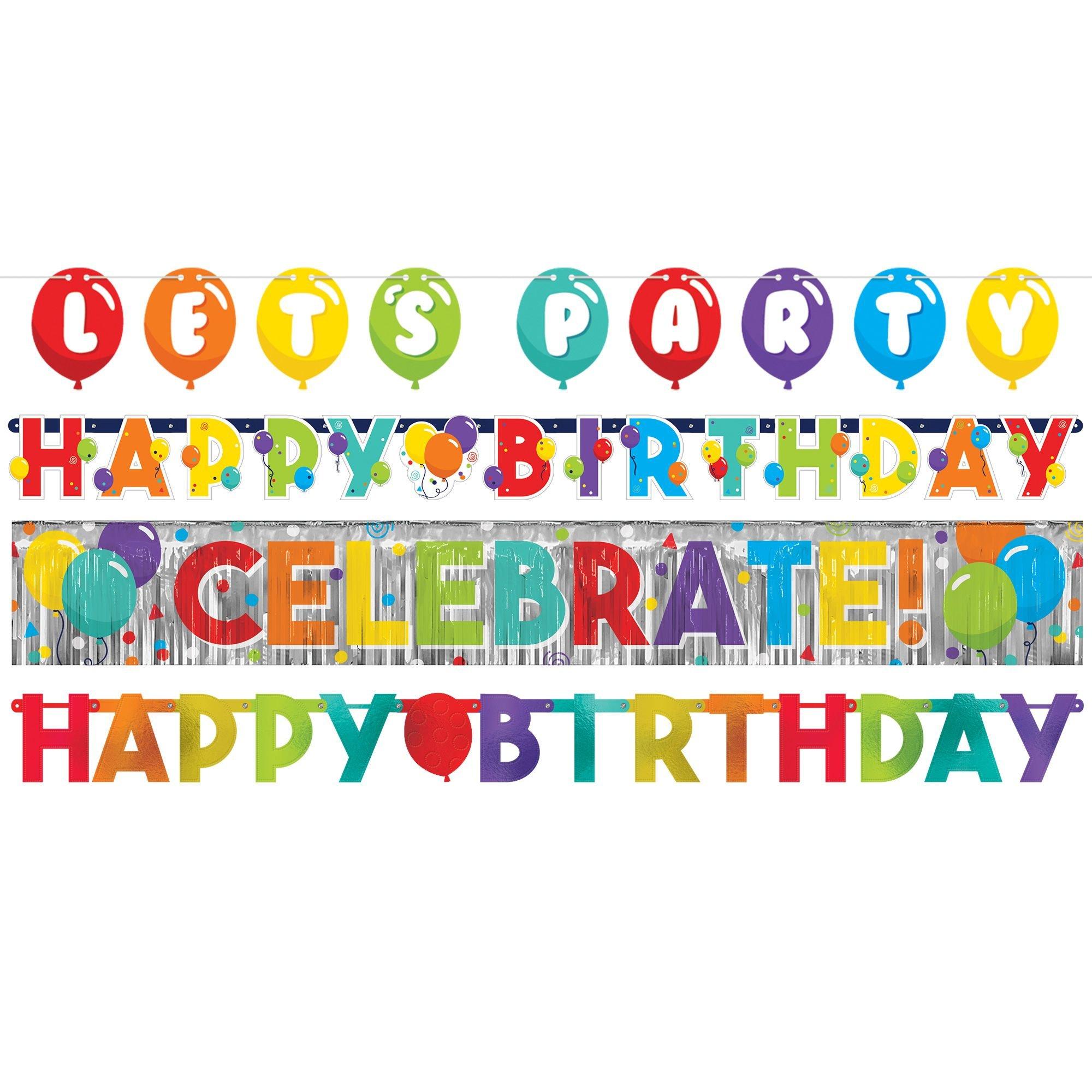 Birthday Balloons Banners, 4ct