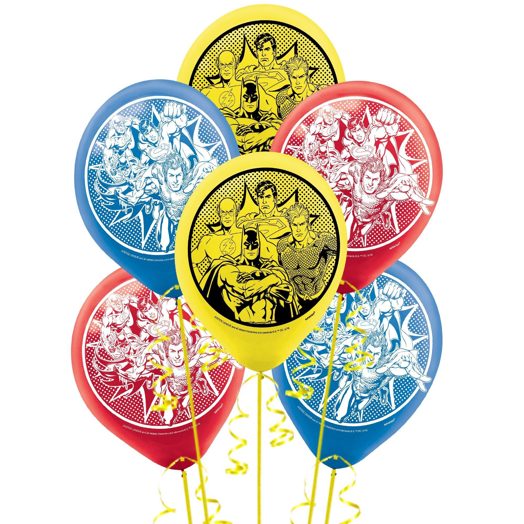 6ct, 12in, Justice League Heroes Unite Latex Balloons
