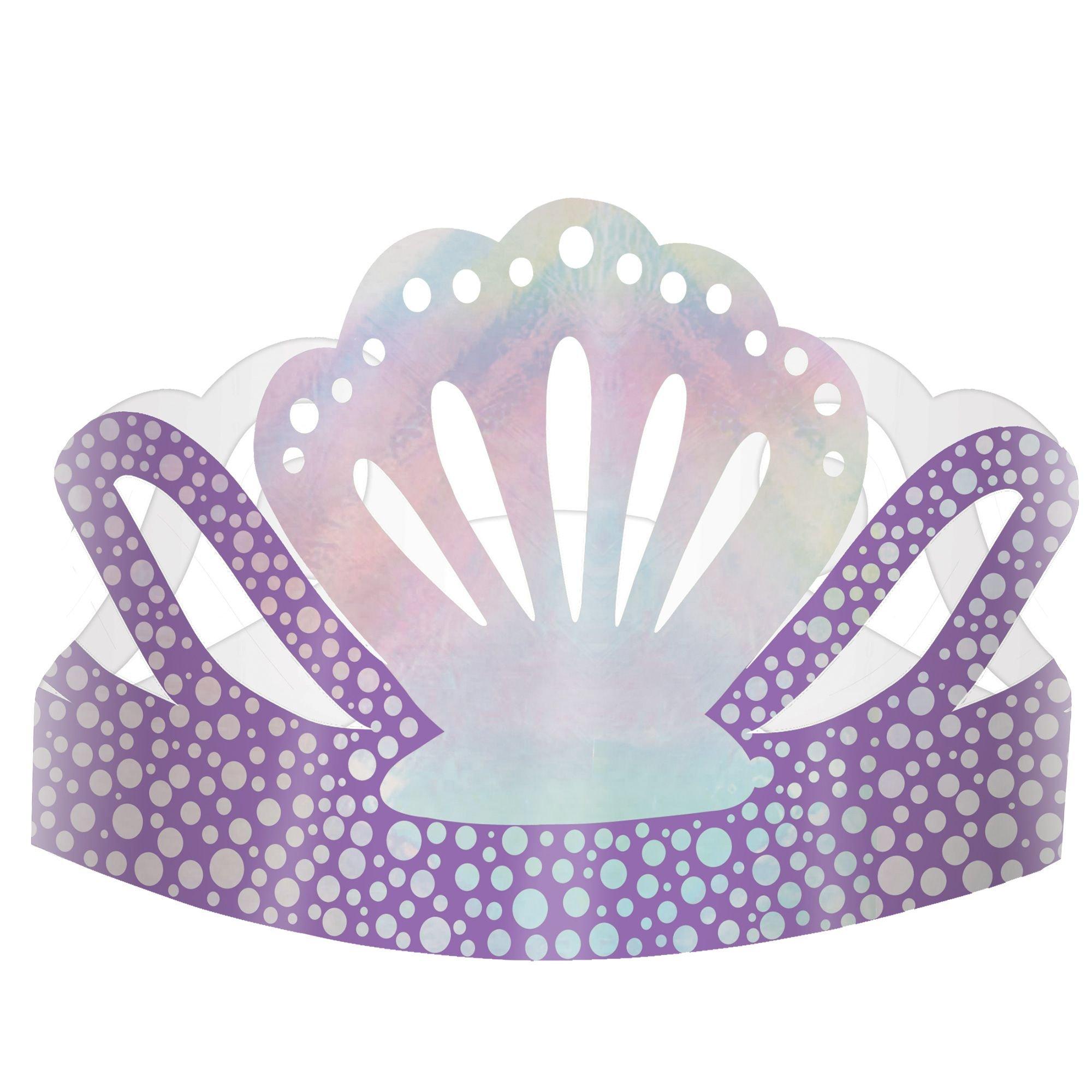 Iridescent Shimmering Mermaids Cardstock Tiaras, 7.75in, 8ct