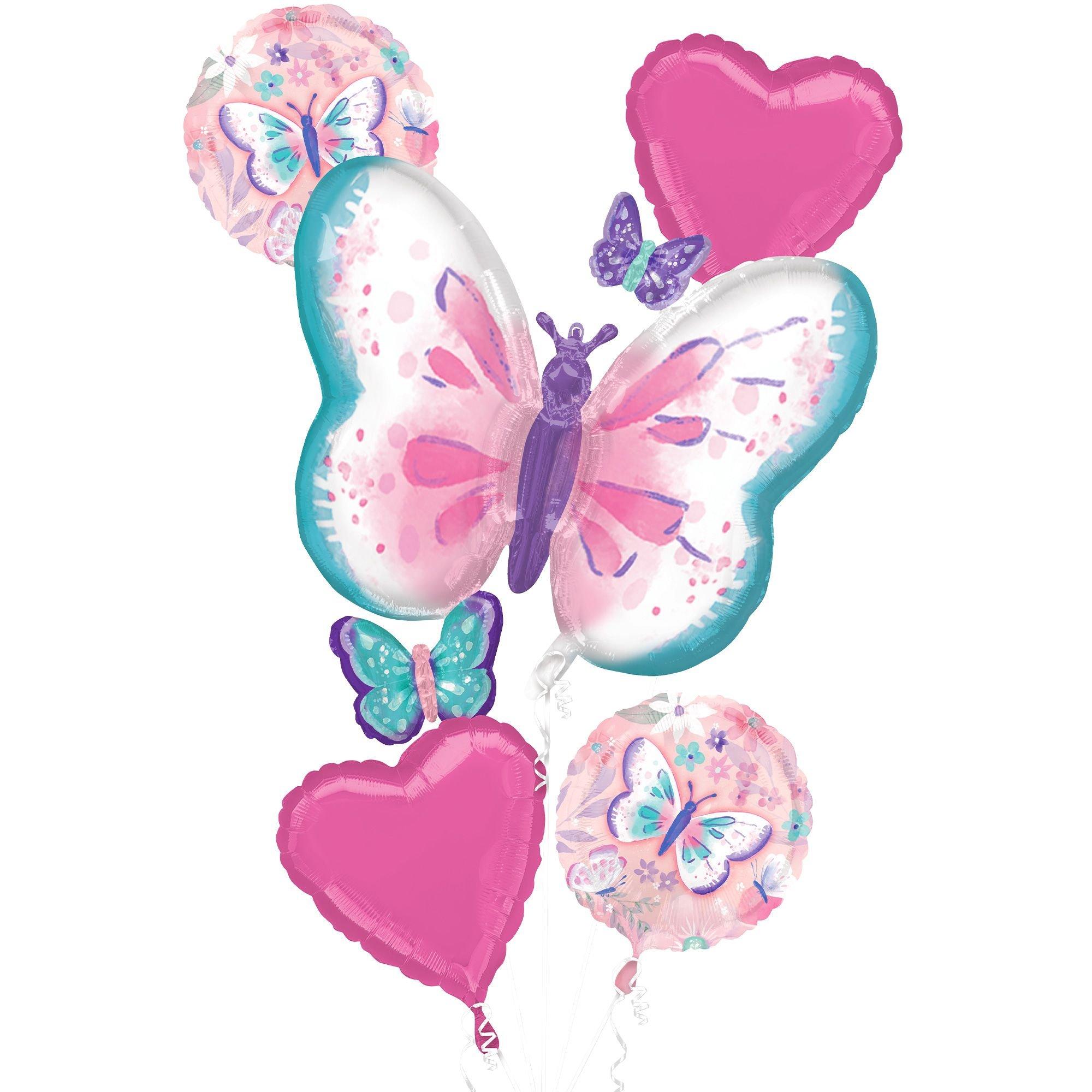 Fluttering Butterflies Foil Balloon Bouquet, 5pc