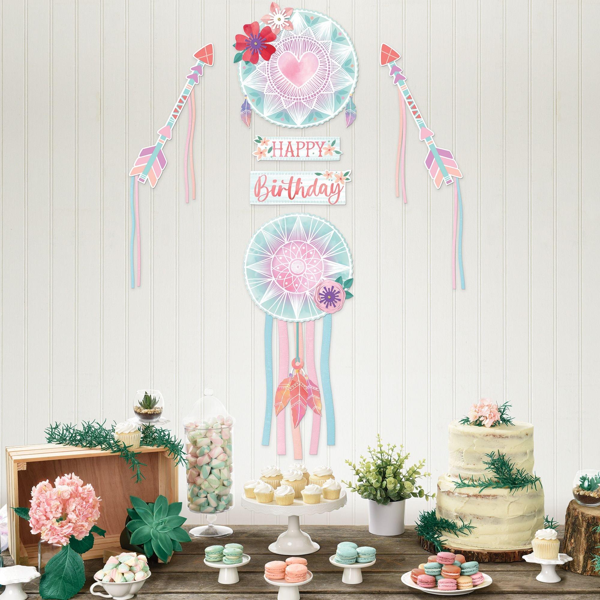 Free Spirit Boho Birthday Cardstock Wall Decorating Kit, 6pc