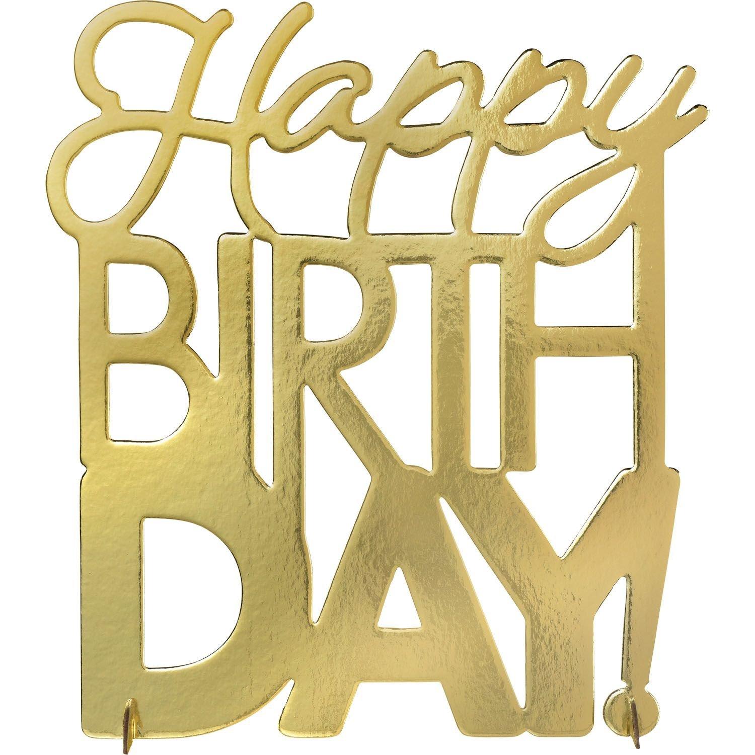 Metallic Golden Age Happy Birthday Cardboard Centerpiece, 9in x 10in
