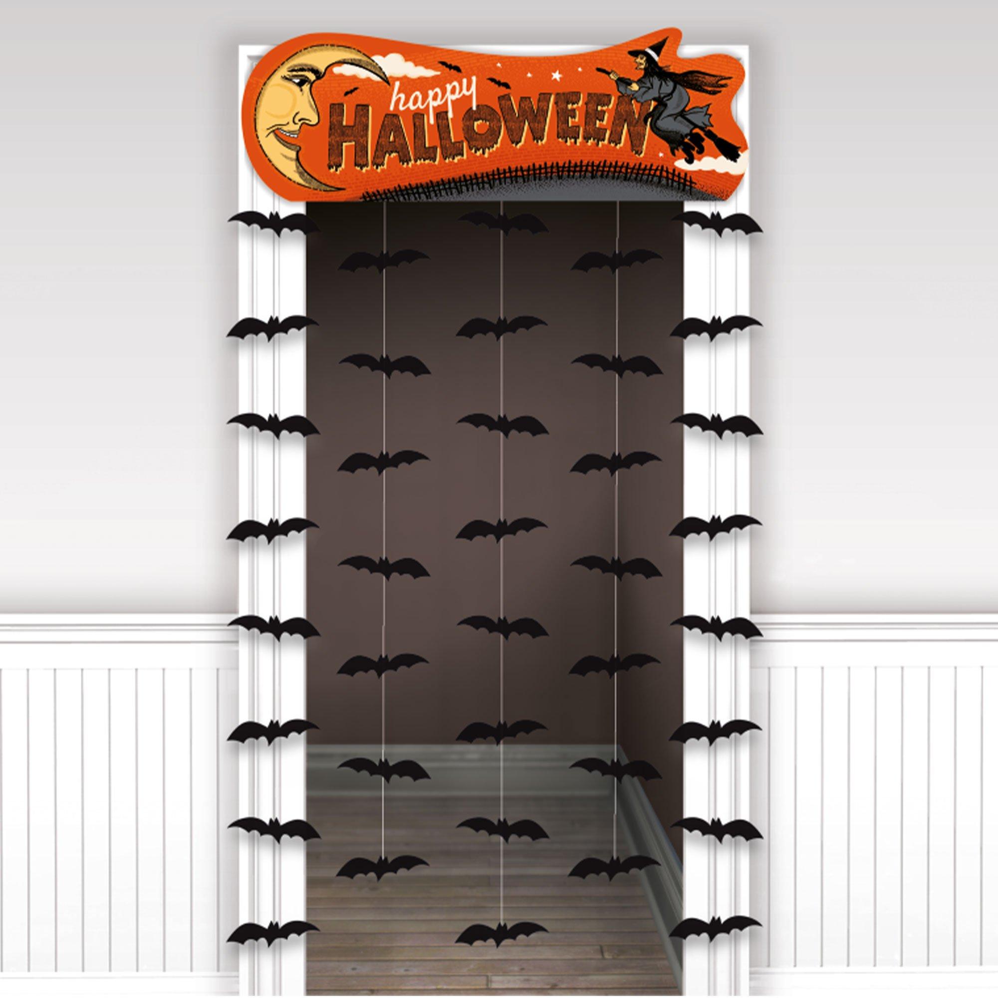 Vintage Halloween Cardstock Door Curtain, 3.25ft x 6.41ft