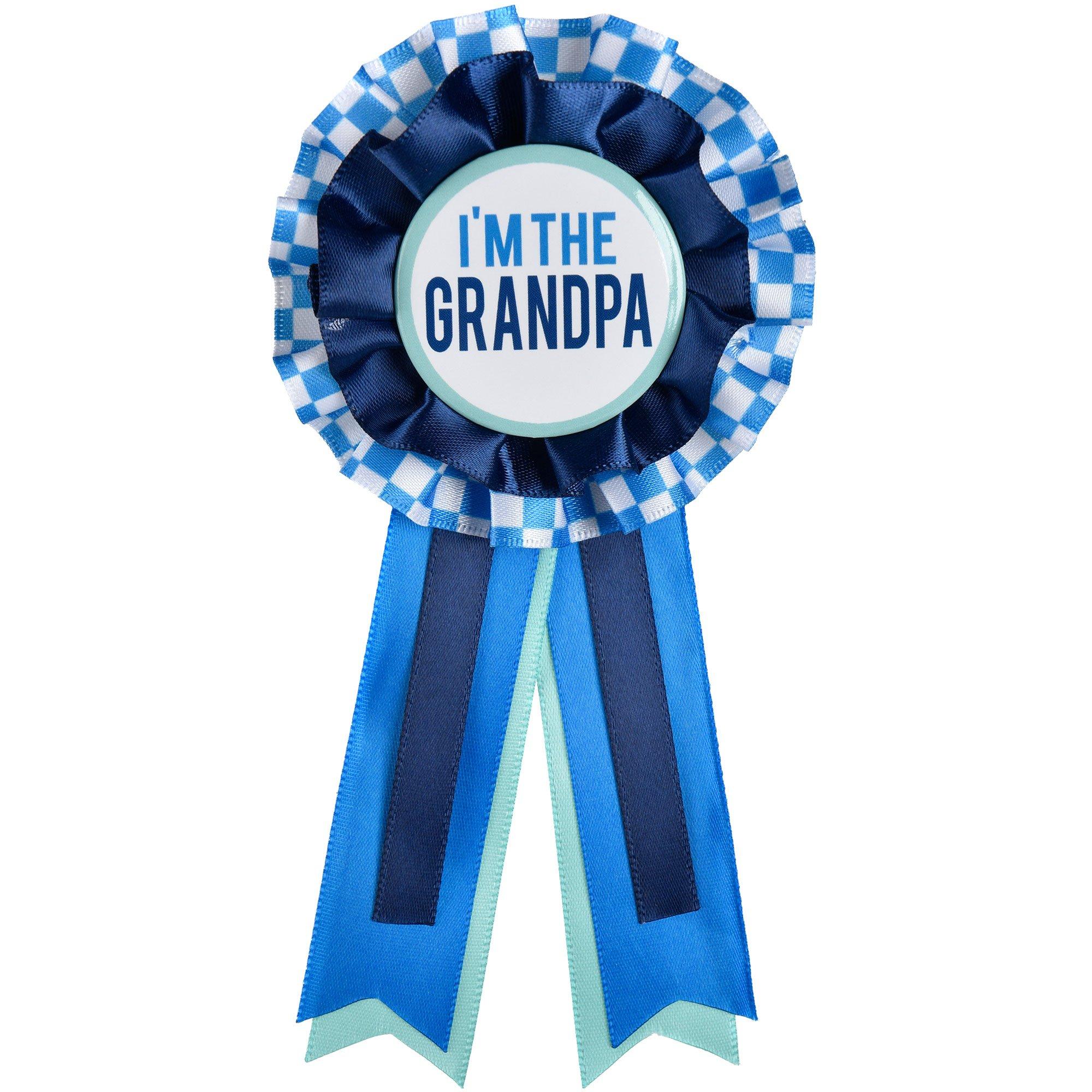 Blue & White I'm the Grandpa Baby Shower Award Ribbon