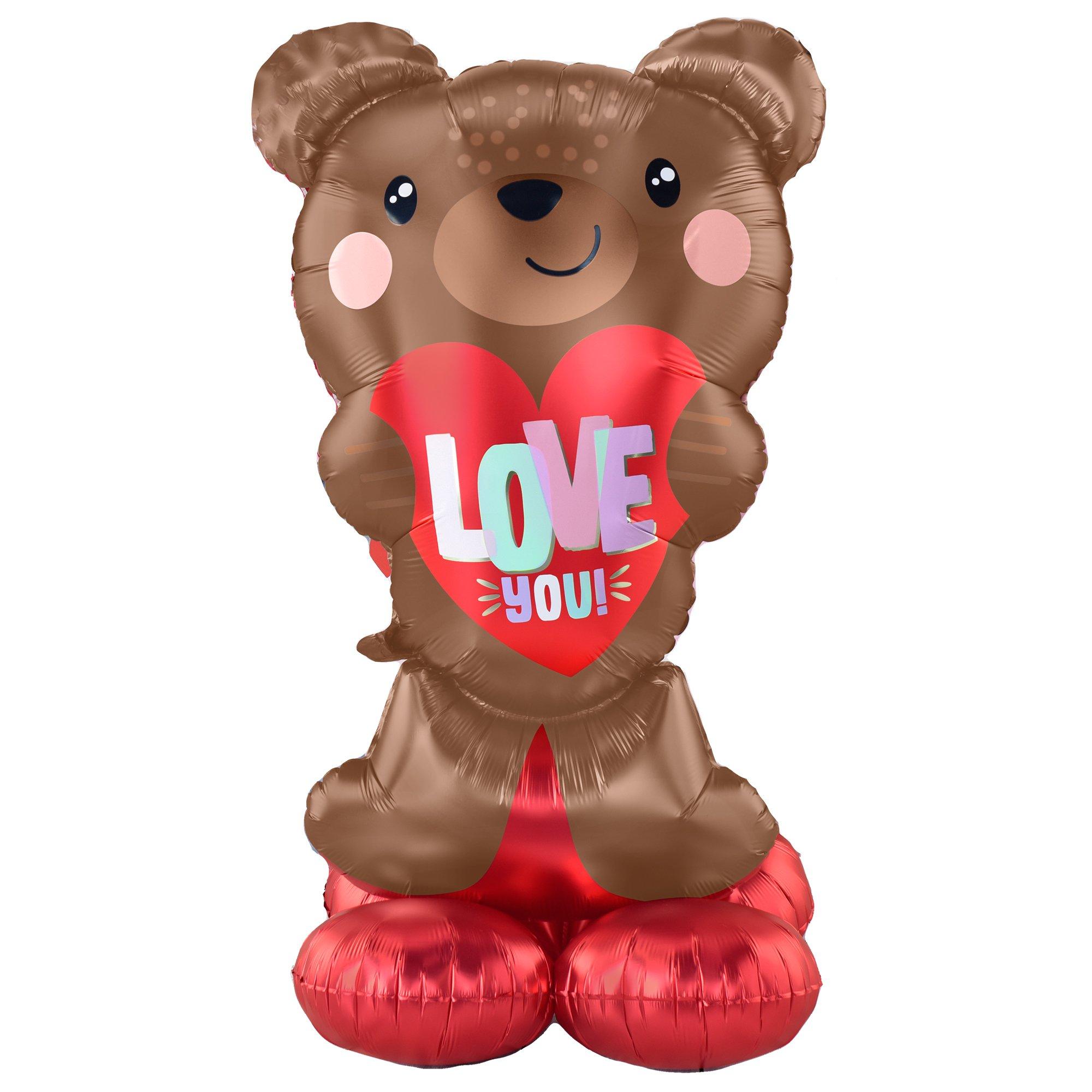 AirLoonz Valentine's Day Brown Bear Foil Balloon