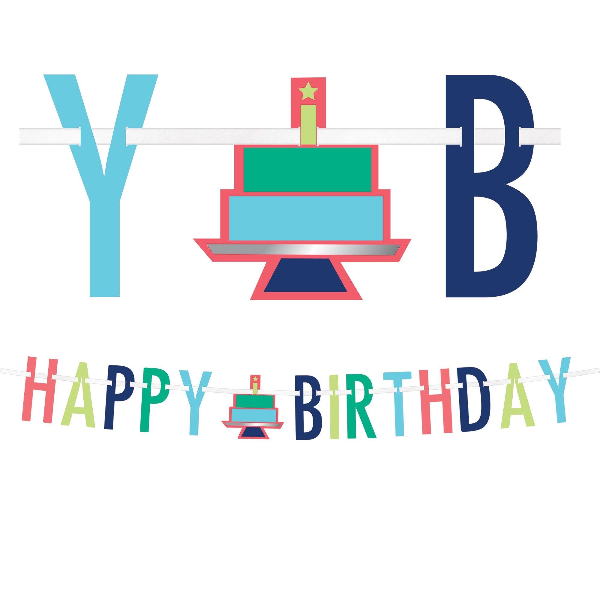 Happy Birthday Cardstock Letter Banner, 12ft - Modern Birthday