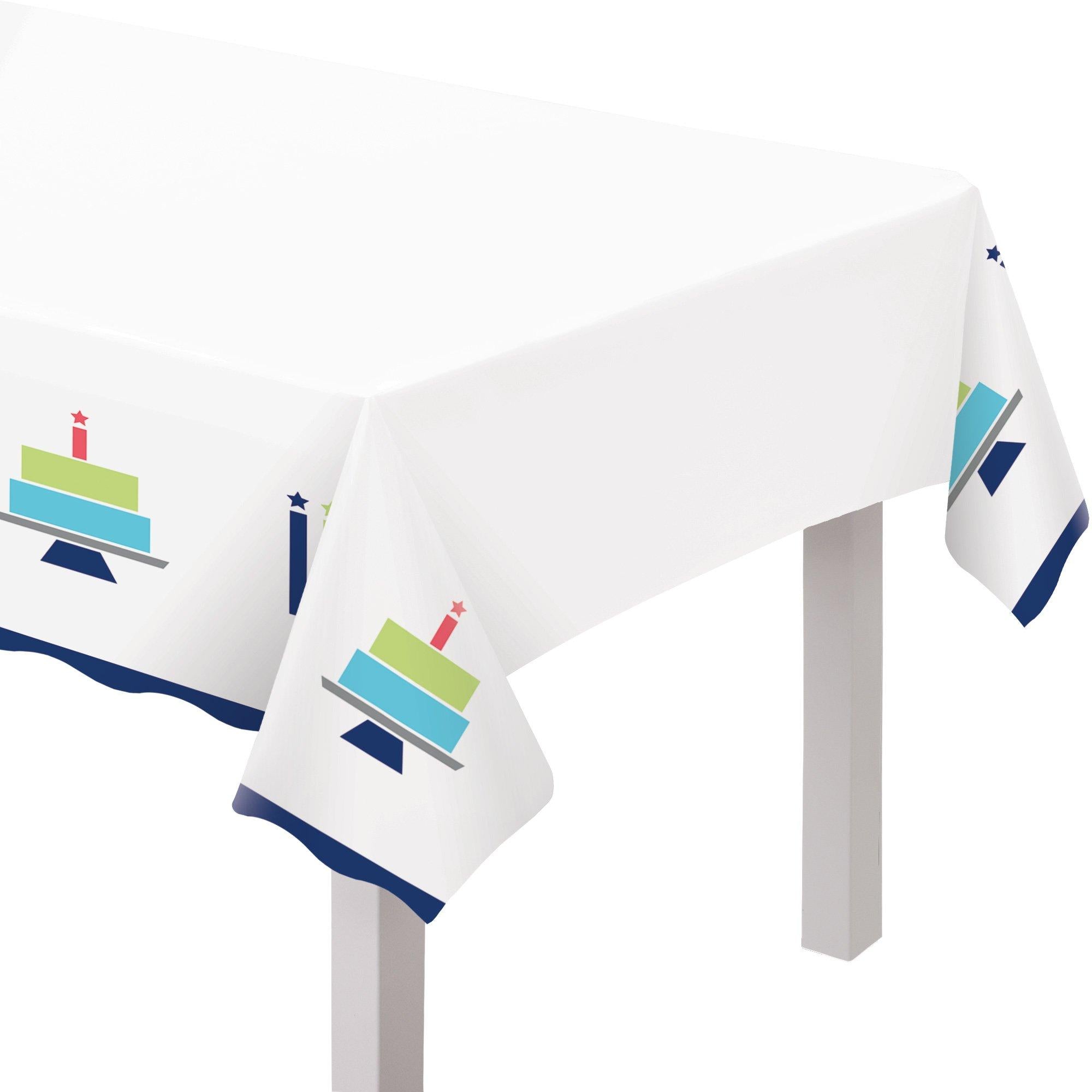Modern Birthday Plastic Tablecover, 54in x 102in
