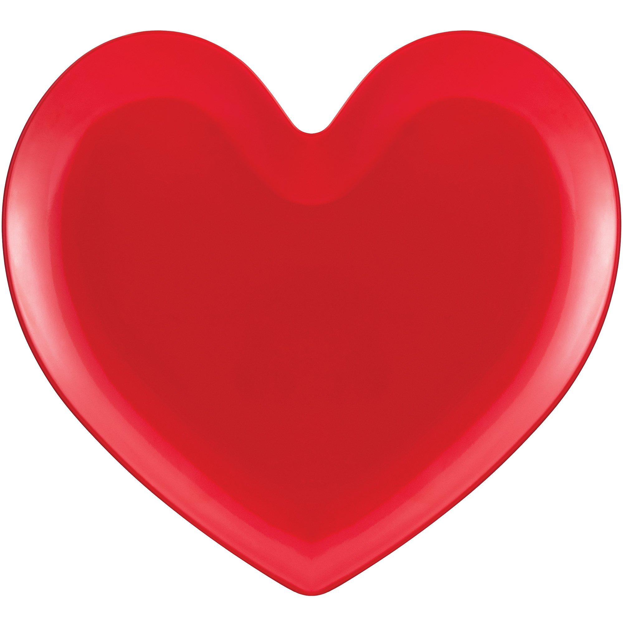 Red Heart-Shaped Melamine Lunch Plate, 9.37in