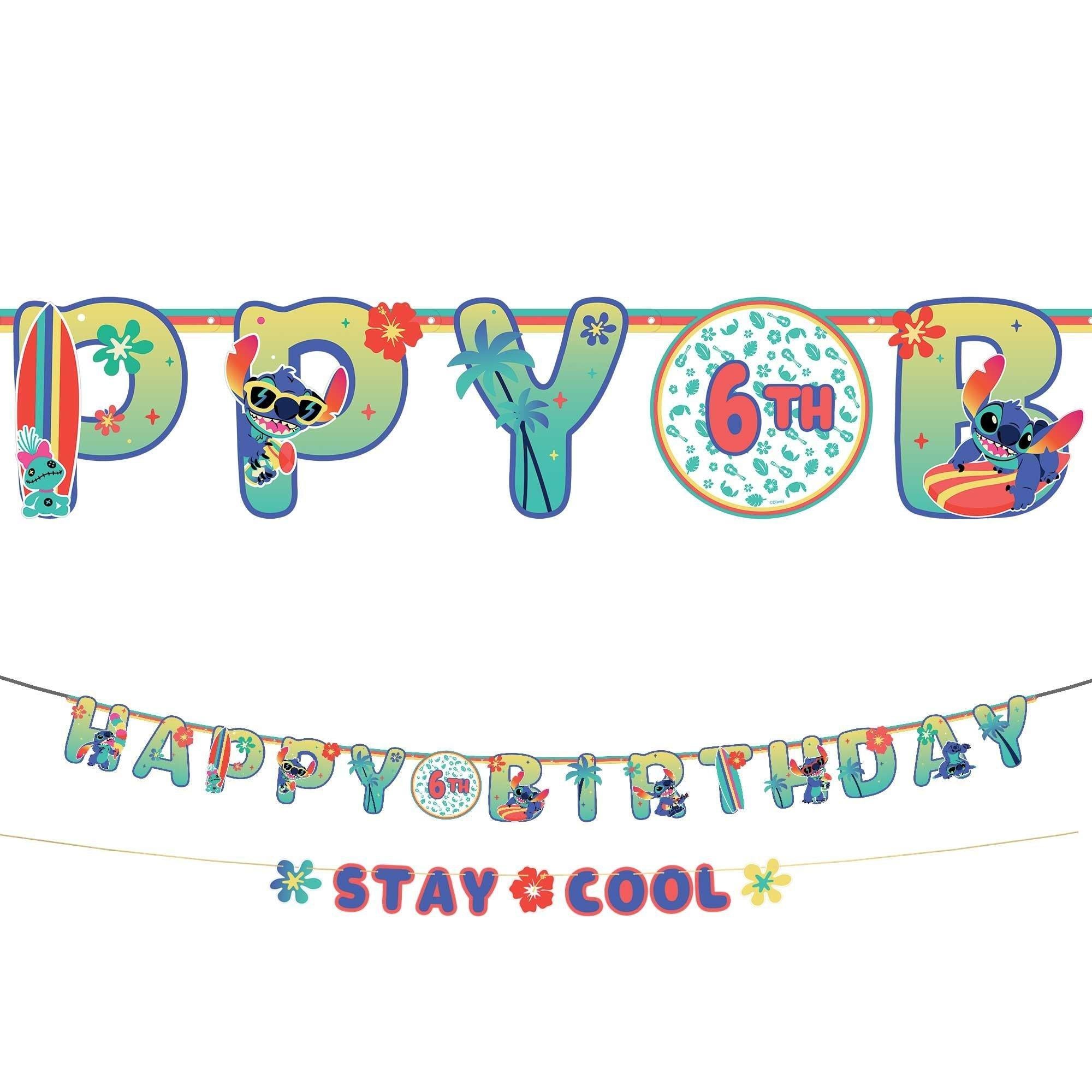 Stitch Aloha Add an Age Cardstock Birthday Banner Kit, 10.5ft - Disney Lilo & Stitch