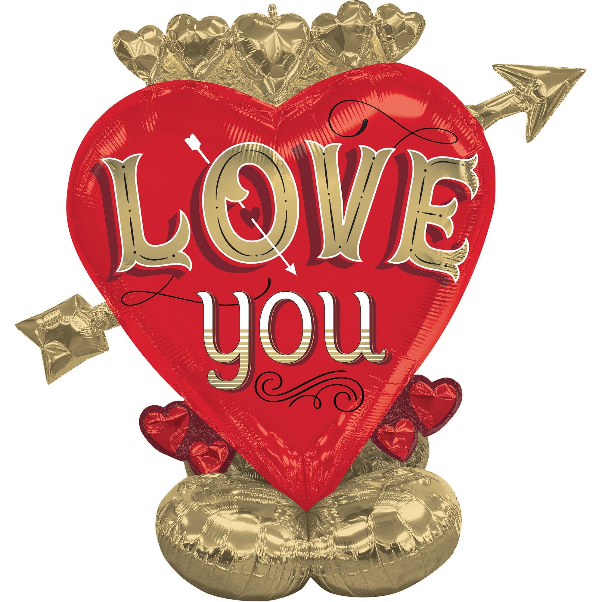 AirLoonz Heart & Arrow Love You Foil Balloon, 3.66ft - Just My Type