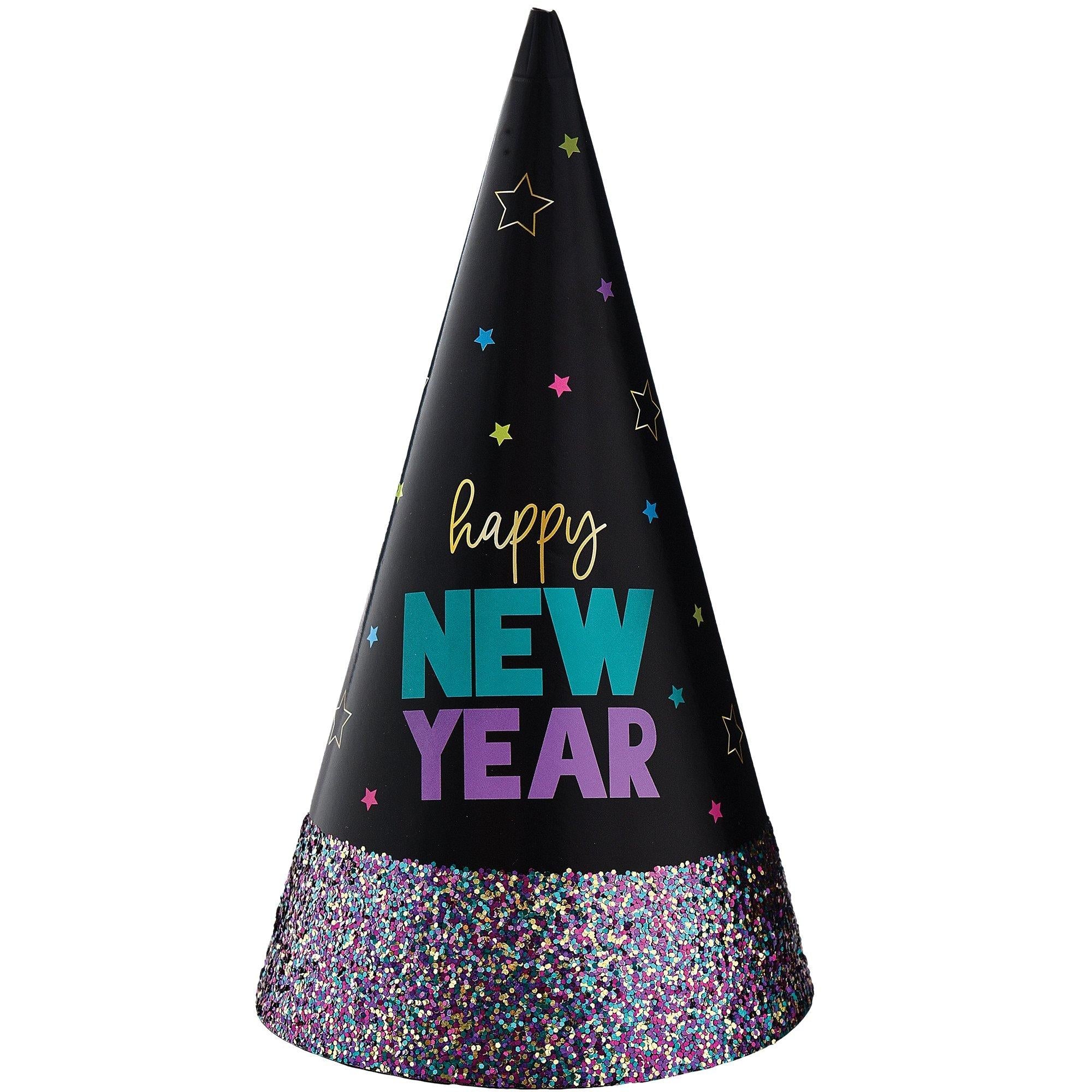 Starlight Glitter-Dipped New Year??s Eve Party Hat, 9in