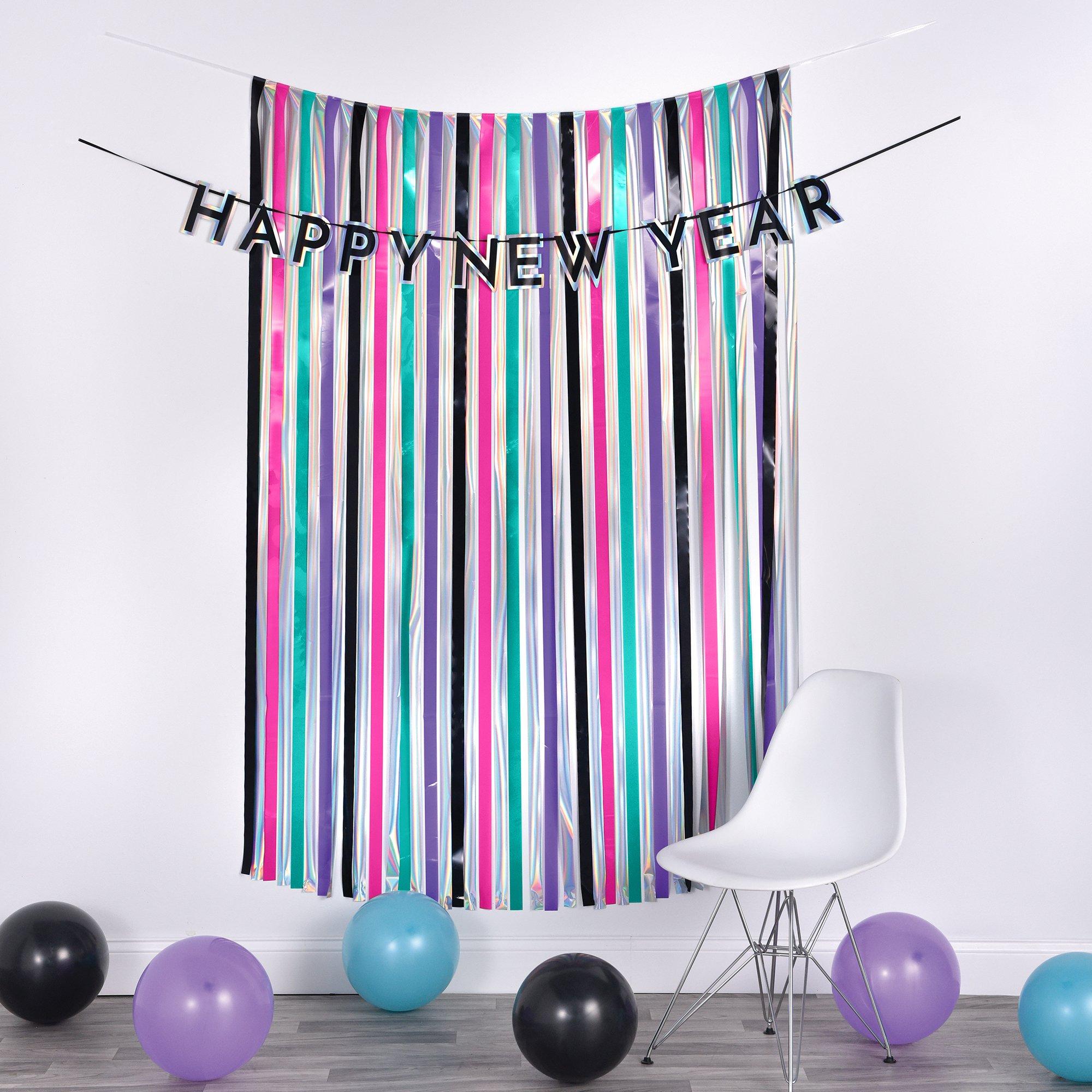 Starlight New Year??s Eve Fringe Curtain Backdrop Kit, 4ft x 6ft, 2pc