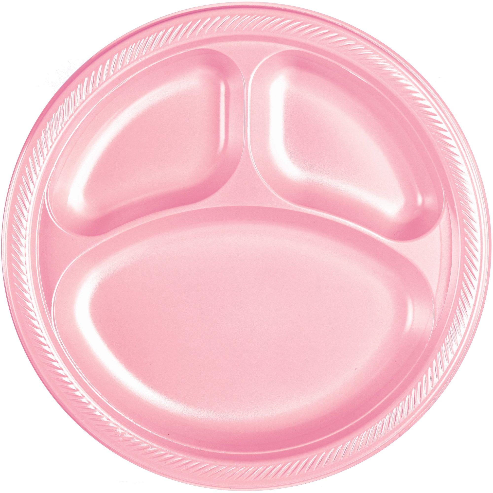 Rose Plastic Divided Dinner Plates 20ct