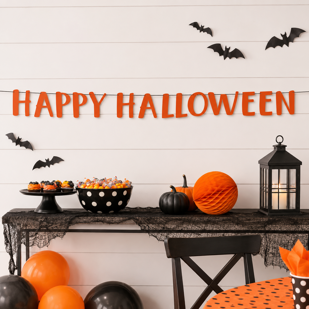 Happy Halloween Letter Banner, 7.75ft x 6.5in