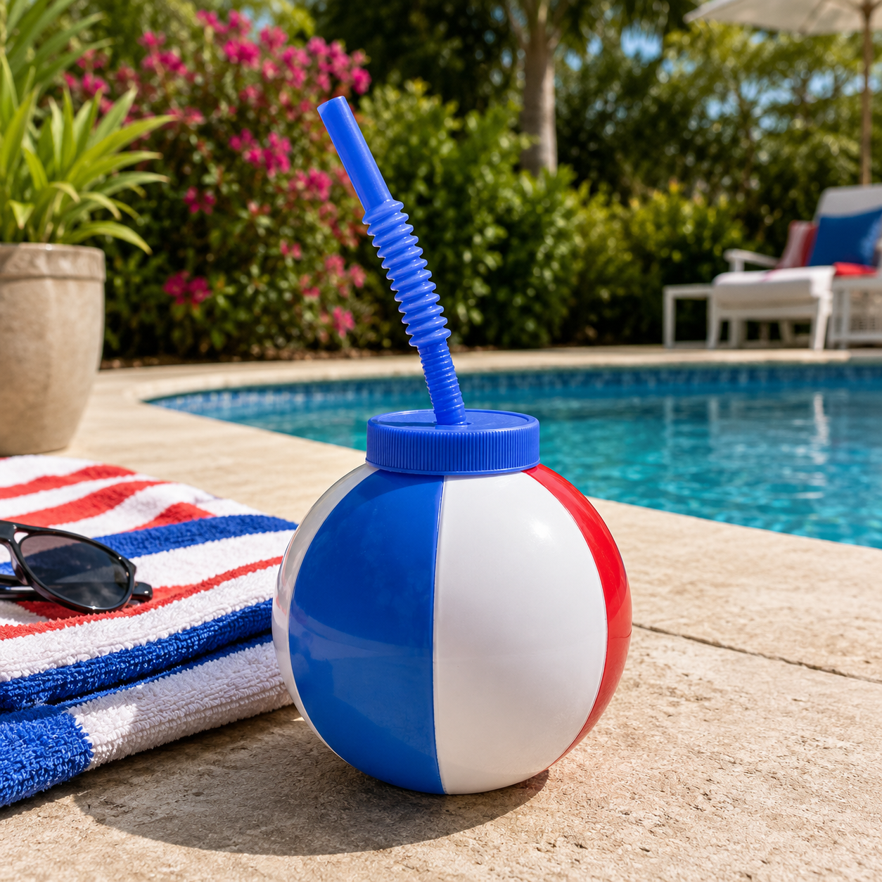 Beach Ball Cup with Straw