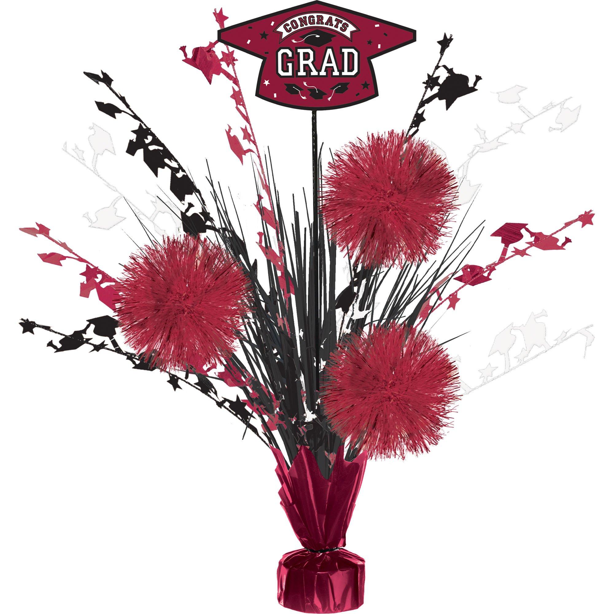 Congrats Grad Tinsel Burst Spray Centerpiece, 18in, Assorted Colors