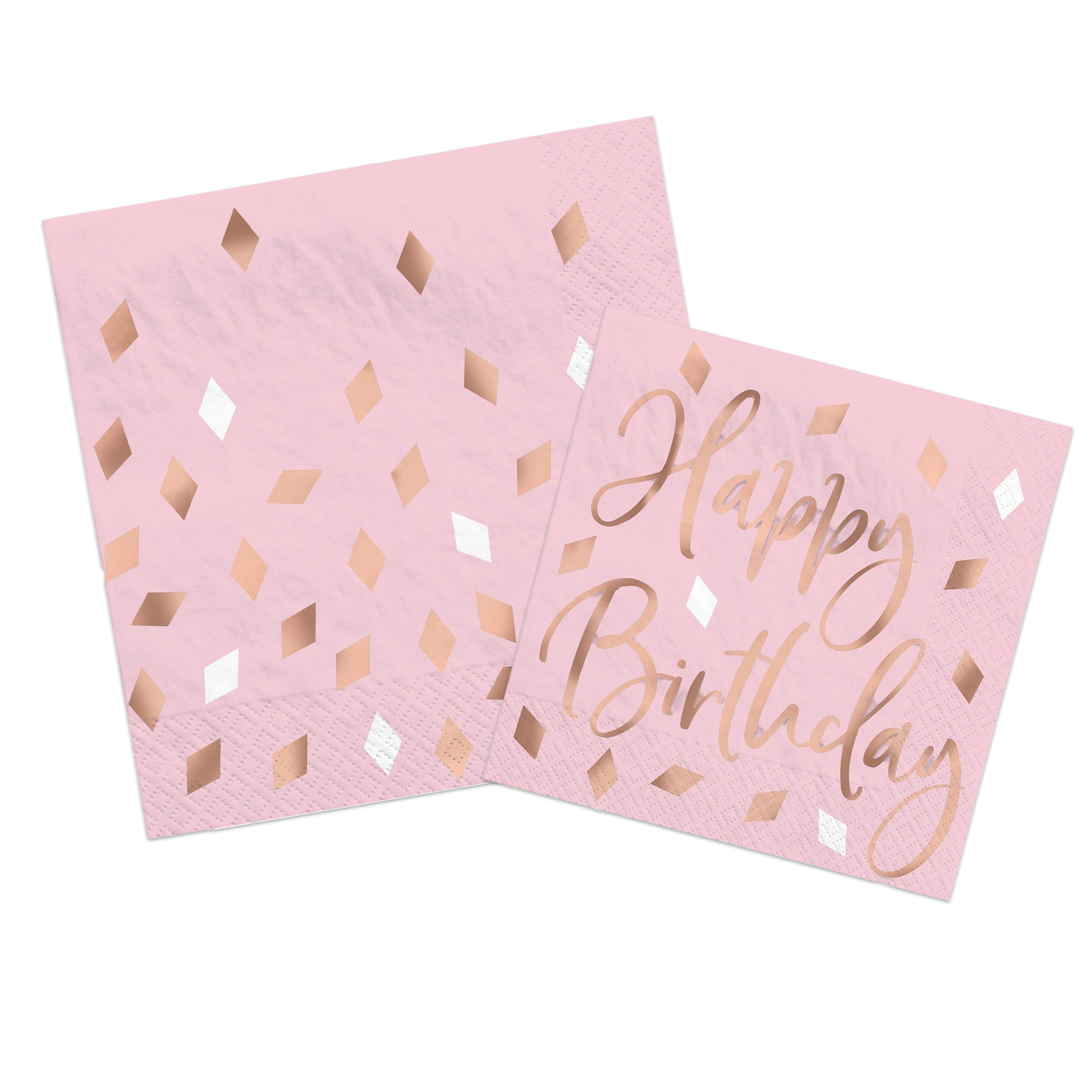 Metallic Blush Birthday Lunch or Beverage Napkins, 16ct
