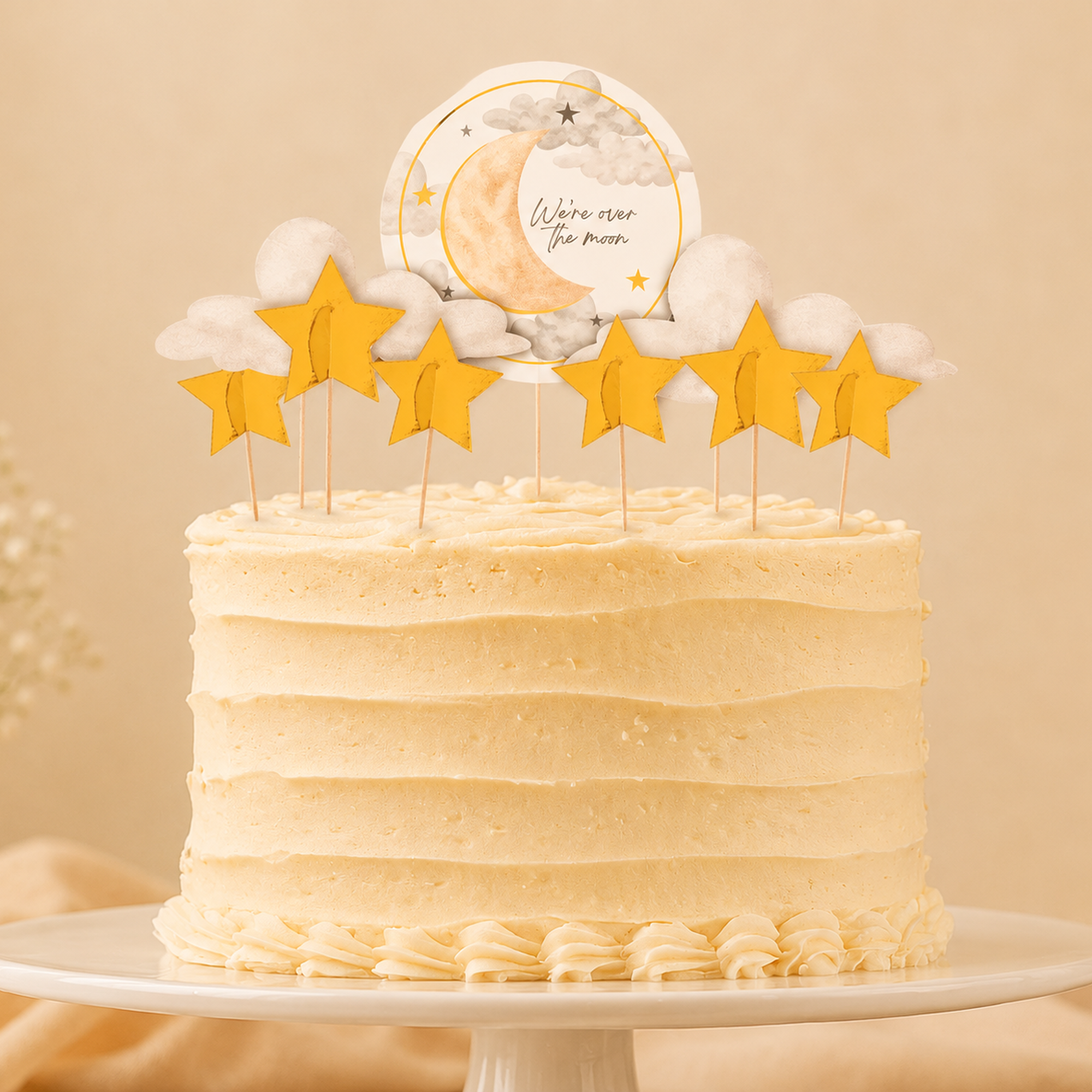 Over the Moon Baby Shower Cake Pick Decorating Kit, 9pc