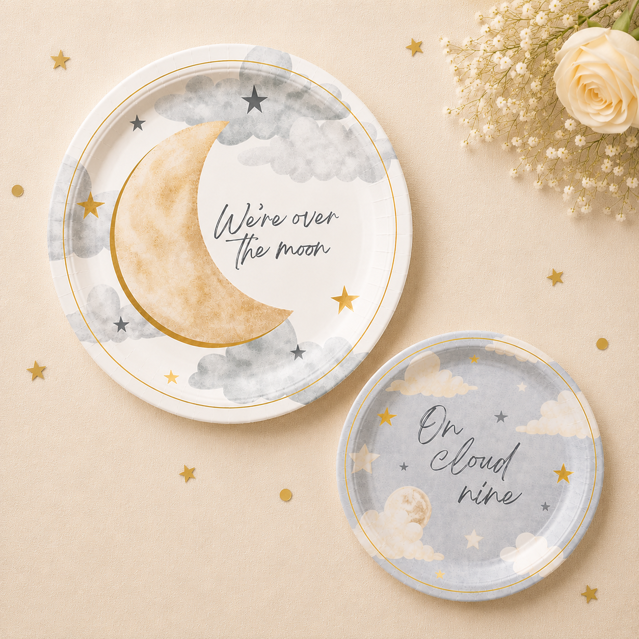 Over the Moon Baby Shower Paper Plates, 8ct, Assorted Options