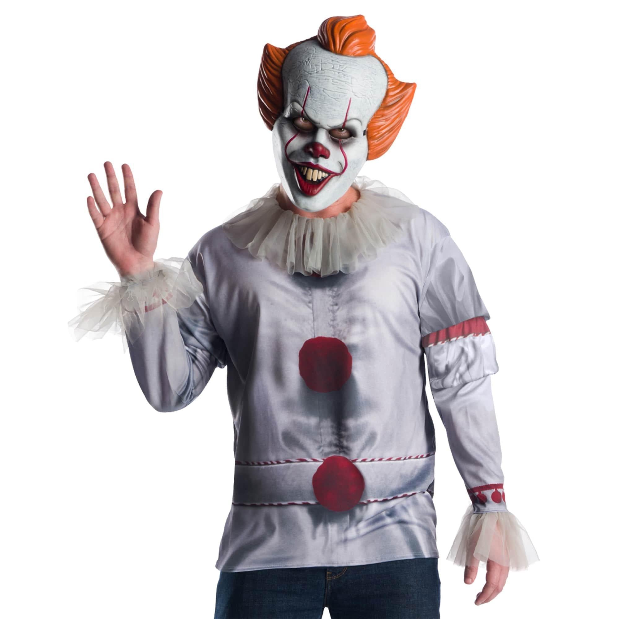 Men's IT Pennywise Costume Top and Mask Set - 2017 Movie