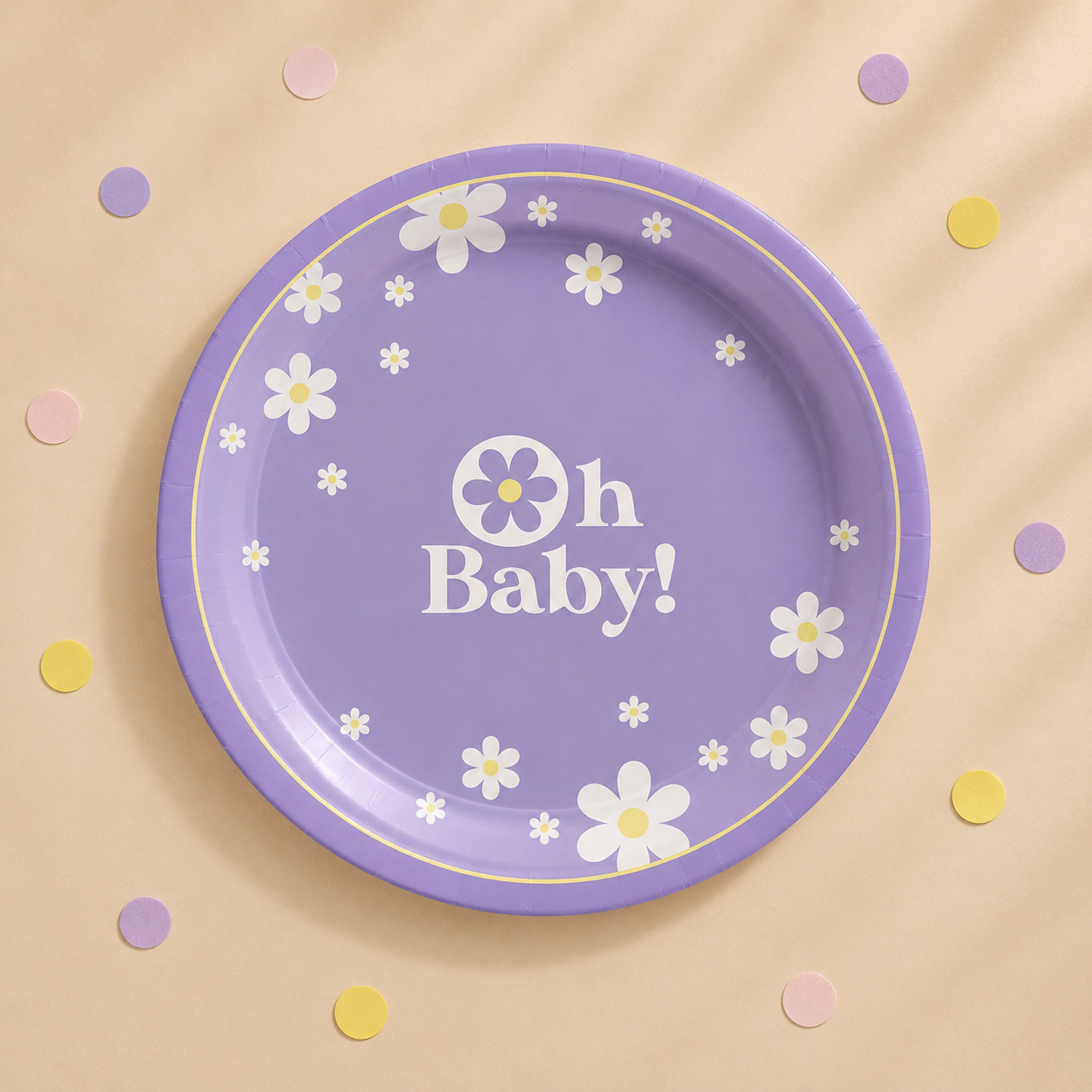 Purple Little Daisy Oh Baby Paper Dinner Plates, 10.5in, 8ct