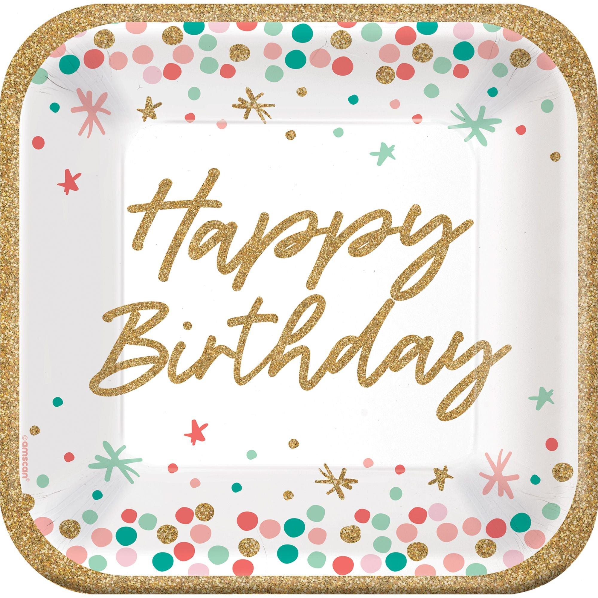 Wish Big Birthday Lunch Plates, 9in, 18ct